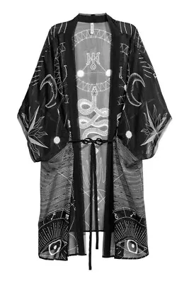 Buy H & M Goth Occult Sheer Witchcraft Snake Crescent Moon Kimono Kaftan Jacket S • 45£