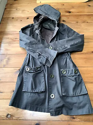 Buy Dark Brown Denim Rain Jacket With Hood Size 8 • 1.99£