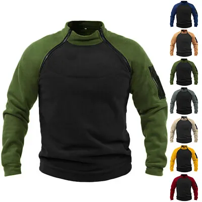 Buy Mens Fleece Sweatshirt Tactical Military Army Combat T-Shirt Tops Jumper Coat • 4.99£