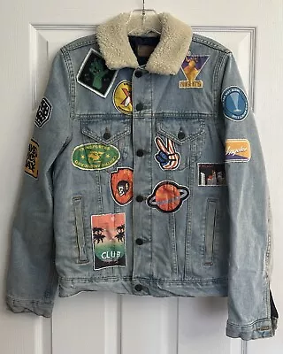 Buy ASOS Tourist Patches Denim Jacket Size XS Unisex. Small Stain On Shoulder • 43.42£