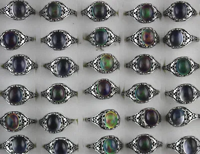 Buy 60pcs Women Jewellery Wholesale Lots Silver Plated Charm Change Color Mood Rings • 25.19£