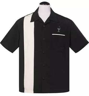 Buy Steady Clothing COCKTAIL LOUNGE Rockabilly Bowling Shirt - Black - US Size 3XL • 53£