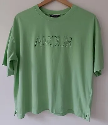 Buy Green Tshirt ~ Size 14 ~ Marks & Spencer ~ AMOUR, Pastel Mint Green, Relaxed Fit • 3.50£