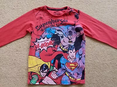 Buy M&S DC Comics Superhero Batman Robin Superman Red T-shirt Boys Girls 5-6 • 1.99£