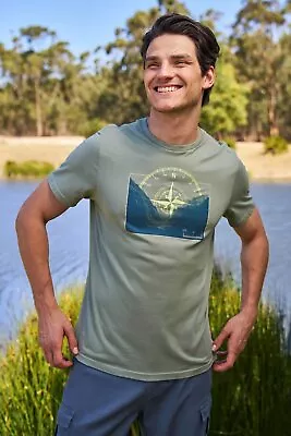 Buy Mountain Warehouse Men's Compass T-Shirt Organic Cotton Tee Short Sleeve Top • 16.99£