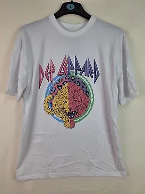 Buy Def Leppard White T Shirt Rock Band Mens XS Oversized Crew Neck Outdoors Unisex • 12.95£