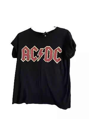 Buy Ladies Black Ac/dc T Shirt Size 12 • 0.99£