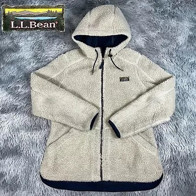 Buy L.L. Bean Women's Mountain Pile Sherpa Fleece In Natural 510330 Hooded Jacket L • 57.82£