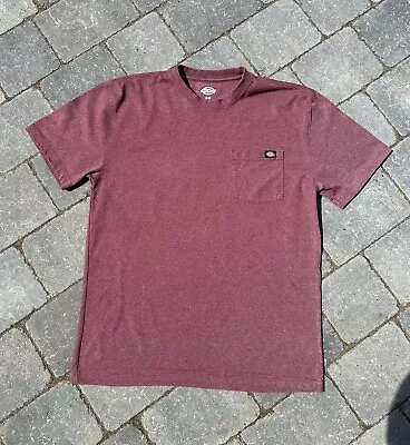 Buy Dickies Pocket Short Sleeve T-Shirt Cotton Burgundy T-Shirt Mens M • 18£