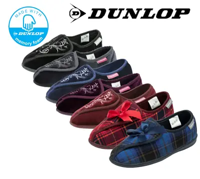 Buy Dunlop Elena Ladies Touch Fasten Washable Memory Foam Orthopaedic Slippers • 14£