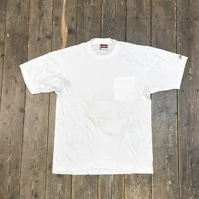 Buy Dickies T-Shirt Y2K USA Short Sleeve Pocket Workwear Tee, White, Mens Medium • 12£