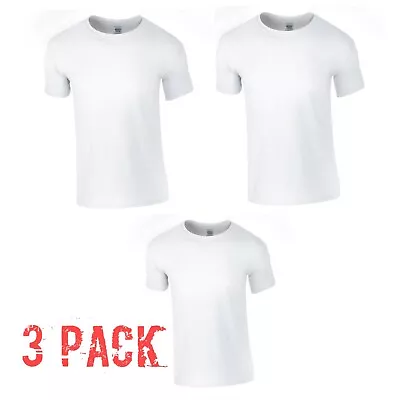 Buy 3 Pack Gildan SoftStyle Cotton Mens Plain T-shirt Multi Colors Semi Fitted Top • 12.99£