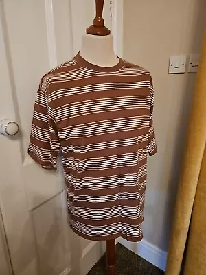 Buy Men's Brown And Cream Stripe Casual Friday T-shirt Size XXL • 10£