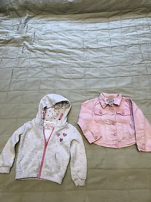 Buy Girls NEXT Denim Pink Jacket Age 3-4 Years & Grey Hoodie By Young Dimension • 4.99£