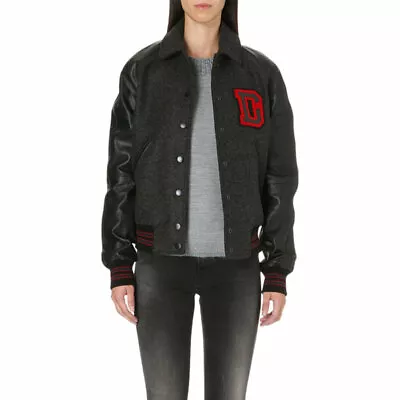 Buy DIESEL L CREW Womens Varsity Jacket Size S Black Leather Casual Baseball Coat • 159.99£