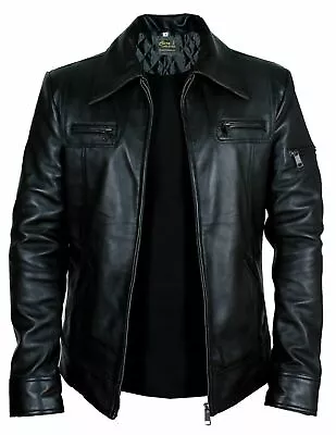 Buy Mens Black Real Genuine Leather Jacket Vintage Slim Fit Retro New • 22.99£