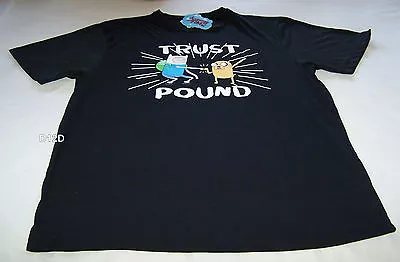 Buy Adventure Time Mens Trust Pound Black Printed Short Sleeve T Shirt Size XS New • 12.48£