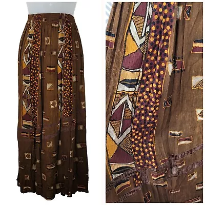 Buy Vintage 90s Tribal Skirt Plus Size 2X/3X Midi Elastic Stretch Waist Alt Grunge • 31.92£