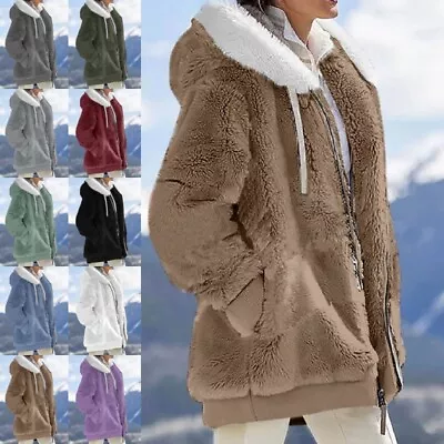 Buy Plus Size Womens Winter Warm Hooded Cardigan Ladies Casual Zipper Outwear Coat • 15.99£