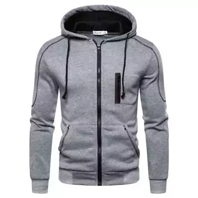 Buy Mens Zip Up Hoody Plain Hoodie UK Zipper Sports Jumper Hooded Coat Warm Jacket • 8.54£