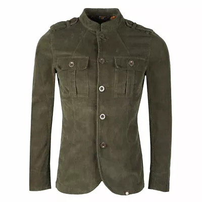 Buy  Pretty Green Mens Crawley Corduroy Cord Military Jacket Cotton Khaki RRP £100 • 65.99£