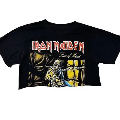 Buy Iron Maiden Piece Of Mind Custom Cropped Graphic T-Shirt Fits Women’s M/L • 23.63£