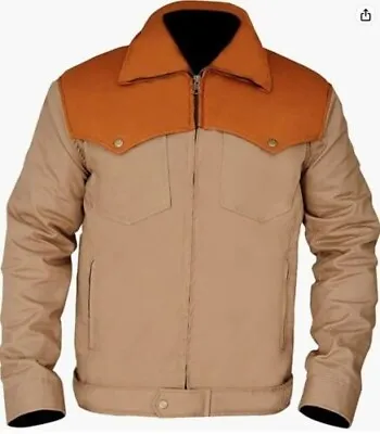 Buy Men's Stylish Cotton Biege & Orange Jacket - New Item Arrival • 19.99£
