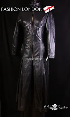 Buy Women TRINITY FULL-LENGTH Coat Black MATRIX Jacket Gothic Real Leather Long Coat • 247.50£