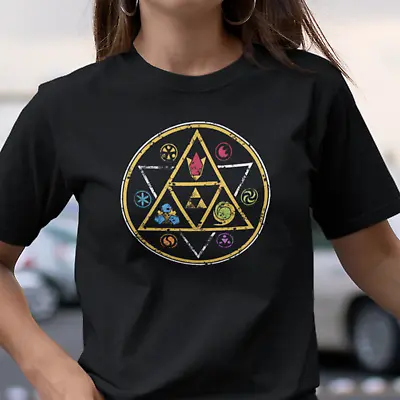 Buy Elemental Symbols Black T-Shirt-Princess Legend Link Puzzle Fanatasy Game Gamer • 8.99£