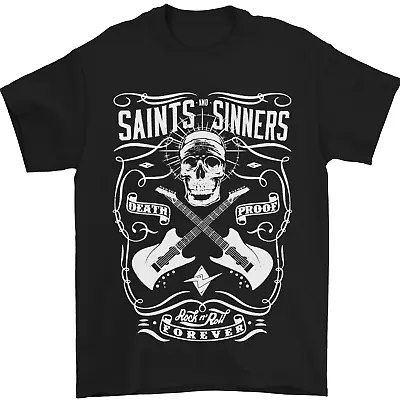 Buy Saints & Sinners Rock N Roll Biker Guitar Mens T-Shirt 100% Cotton • 8.49£
