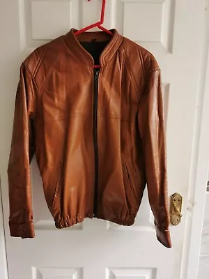 Buy Late 70s Cool Mens Medium Tan Brown Leather Jacket.   • 45£