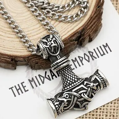 Buy Viking Necklace Thors Hammer Pendant Stainless Steel Mens Jewellery • 13.99£