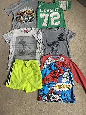Buy Bundle Boys Short Sleeve T Shirts , Long Sleeve Spider-Man Top Swim Shorts 7-8yr • 1.50£