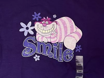 Buy Vtg Disney Store Cheshire Cat Smile Purple Tee Shirt NWT Size Ad Small • 28.42£