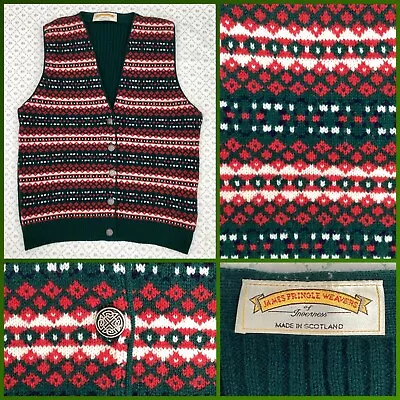 Buy NEW Vintage JAMES PRINGLE Fairisle Wool Waistcoat 12 Knit Tank Top Jumper XMAS • 39.99£