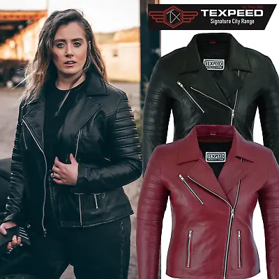Buy Womens Leather Jacket Coat Motorcycle Casual Style Genuine Ladies Biker Design • 69.99£