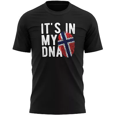 Buy Norwegian Flag Mens T Shirt Norway Its In My DNA Fingerprint Top Tee Him • 15.99£
