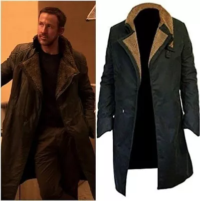 Buy Blade Runner 2049 Coat Ryan Gosling Officer K Black Cotton Trench Long Jacket • 65.55£