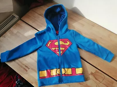 Buy SUPERMAN Boys Toddler Zip Up Hoodie With Warm Fleece Inside 4-5 Years VGC • 13.50£