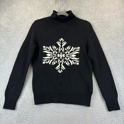 Buy Bonnie And Bill By Holly Womens Sweater Medium Lambswool Black Snowflake VTG • 26.48£