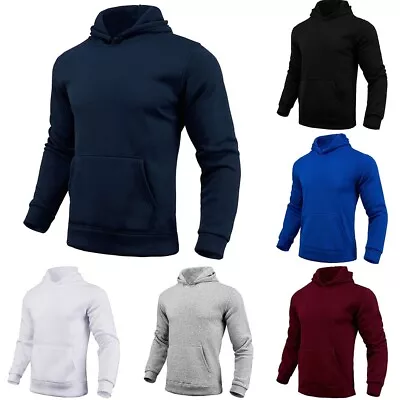 Buy Stylish Hoodies Sweatshirt Mens Pullover Solid Tops Winter Athletic Autumn • 16.86£