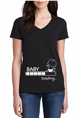 Buy V-Neck Baby Loading Pregnancy Shirt Pregnant Women Baby Shower Tee Gift For Her • 12.30£