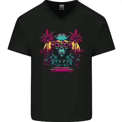 Buy A Cyberpunk Monkey Mens V-Neck Cotton T-Shirt • 9.99£