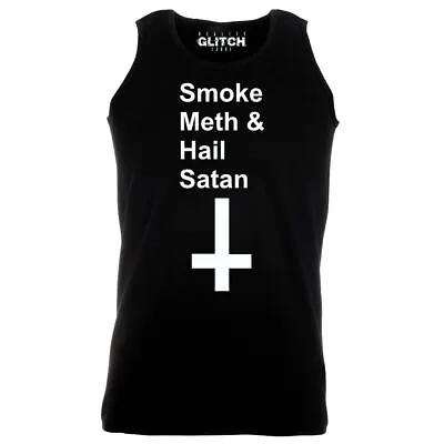 Buy Smoke Meth And Hail Satan Mens Vest Worshiping Devil Drugs Anarchy Anti • 12.99£
