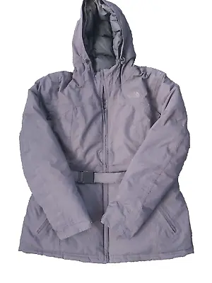 Buy The North Face  Parka Jacket Womens Large Grey Down Hyvent Hooded Belted Coat • 127.21£