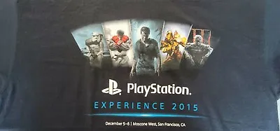 Buy PlayStation Experience 2015 T-Shirt XL Men Black Short Sleeve Cotton 2077 • 9.63£