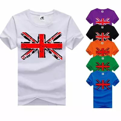 Buy Union Jack UK Britain Flag Top Mens Boys T Shirt Tee Shirt Crew Neck Gym Sports • 8.99£