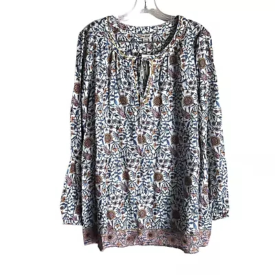 Buy NWT Lucky Brand Womens Peasant Blouse Plus 1X Floral Tunic Bohemian 100% Viscose • 53.11£