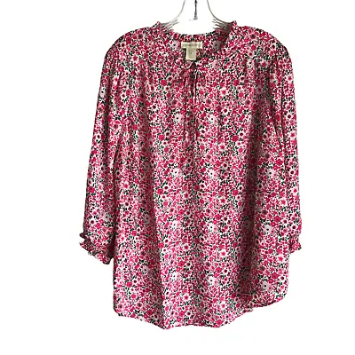 Buy Cynthia Rowley Women's Boho Blouse Plus 1X Floral Ditsy Pink Chiffon Peasant • 35.85£