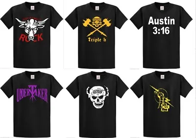 Buy Unofficial Men's Wrestling T Shirt The Rock Undertaker CM Punk Austin HHH Wwe • 12£
